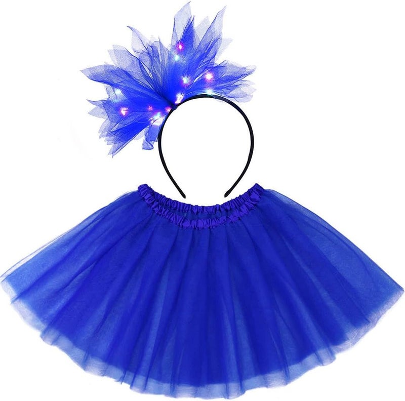 TWINKLEDE Women Tutu Skirt with Led Headband Classic 4 Layered Tutus Christmas Costume Skirts for Adult - Image 1